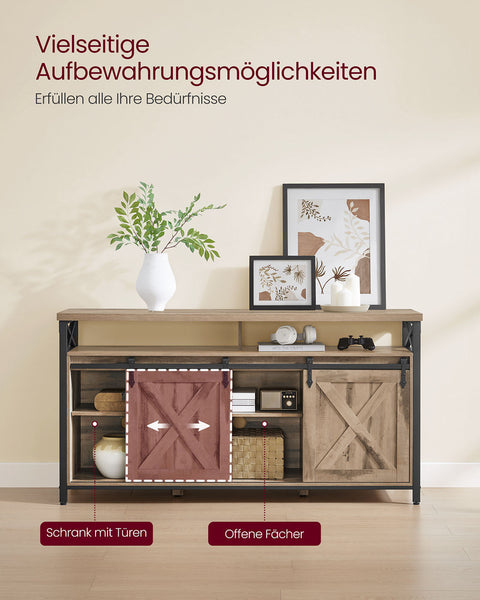 Rootz TV Cabinet - Stand - Media Console - Sturdy Steel - 40 x 147 x 76 cm - Up to 65" TVs - Brown Black