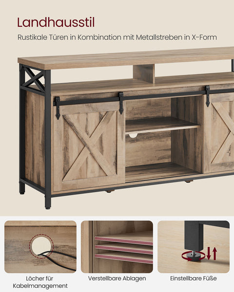 Rootz TV Cabinet - Stand - Media Console - Sturdy Steel - 40 x 147 x 76 cm - Up to 65" TVs - Brown Black