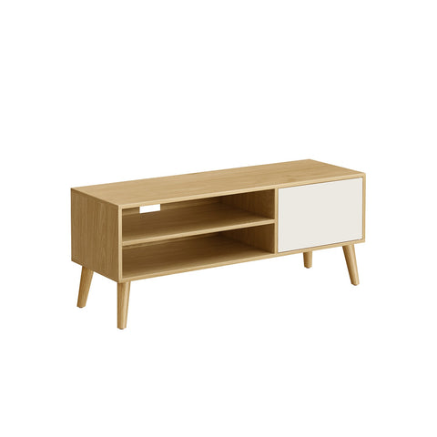 Rootz TV Cabinet - Media Console - Entertainment Stand -Brown & White - Large Storage - 120cm x 40cm x 49cm
