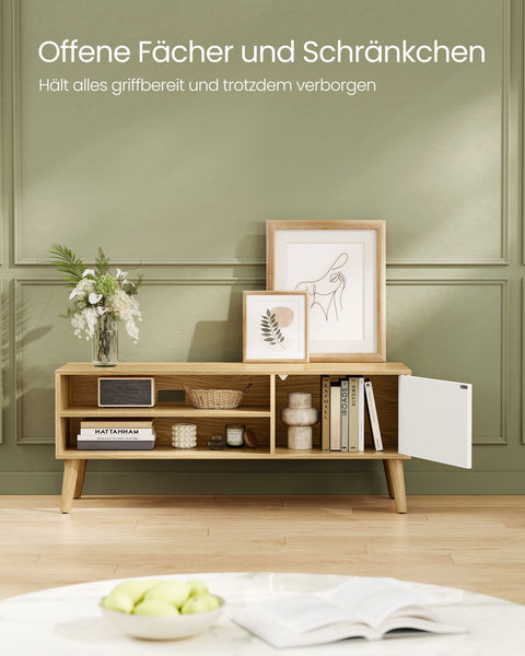 Rootz TV Cabinet - Media Console - Entertainment Stand -Brown & White - Large Storage - 120cm x 40cm x 49cm