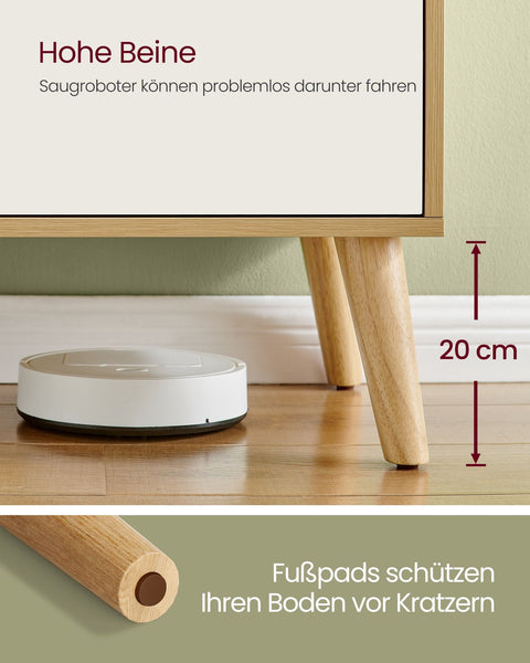 Rootz TV Cabinet - Media Console - Entertainment Stand -Brown & White - Large Storage - 120cm x 40cm x 49cm