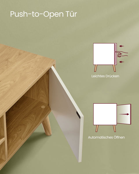 Rootz TV Cabinet - Media Console - Entertainment Stand -Brown & White - Large Storage - 120cm x 40cm x 49cm