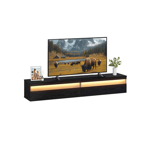Rootz TV Lowboard Hanging - TV Stand - Media Console - Space-Saving Design - 178cm x 35cm x 30cm - Ebony Black