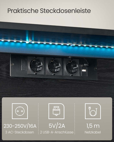 Rootz TV Lowboard Hanging - TV Stand - Media Console - Space-Saving Design - 178cm x 35cm x 30cm - Ebony Black