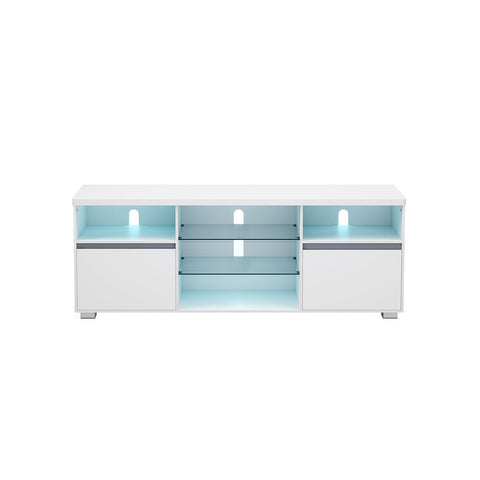 Rootz White TV Stand - Entertainment Center - Media Console - Chipboard - Tempered Glass - 40cm x 160cm x 60cm - 37.2kg - 40kg Max Table Top Load - 90kg Max Total Load