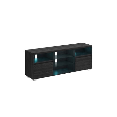 Rootz Modern TV Stand - Entertainment Unit - Media Console - Chipboard and Tempered Glass - 40cm x 160cm x 60cm - Black - 37.2kg - 90kg Capacity