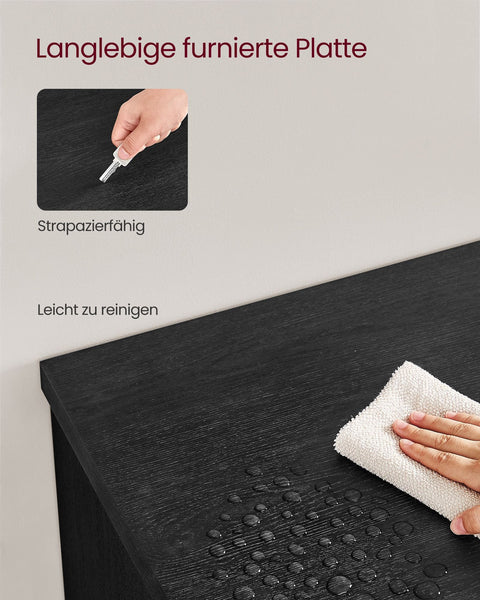 Rootz Modern TV Stand - Entertainment Unit - Media Console - Chipboard and Tempered Glass - 40cm x 160cm x 60cm - Black - 37.2kg - 90kg Capacity