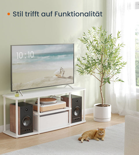 Rootz TV Cabinet -  White  - Wooden Chipboard Storage - Supports 50" TVs - 110x35x46cm