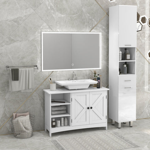 Rootz Bathroom Under Vanity Cabinet - Classic Style - Adjustable Shelves - Maximum Storage - 90x30x60cm White