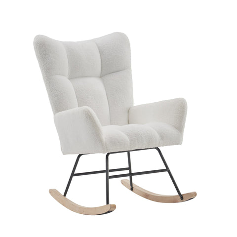Rootz Modern Rocking Chair - High Back Armchair - Velvety Lounger - Ultimate Comfort - 62.9x95.7x90.9cm