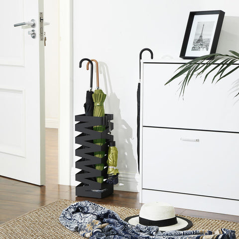 Rootz Black Umbrella Staircase - Weatherproof Stand - Steel & Plastic - Durable & Stable - 20cm x 20cm x 49cm