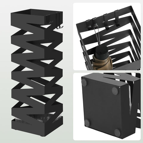 Rootz Black Umbrella Staircase - Weatherproof Stand - Steel & Plastic - Durable & Stable - 20cm x 20cm x 49cm