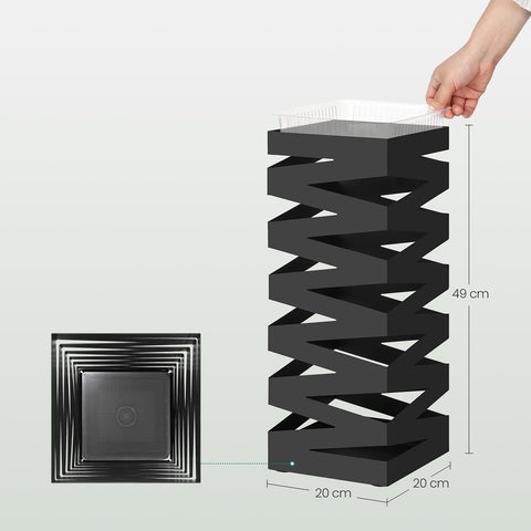 Rootz Black Umbrella Staircase - Weatherproof Stand - Steel & Plastic - Durable & Stable - 20cm x 20cm x 49cm