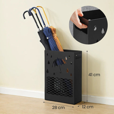 Rootz Stylish Umbrella Stand - Umbrella Holder - Rain Gear Organizer - Prevents Floor Puddles - 28 x 12 x 41 cm