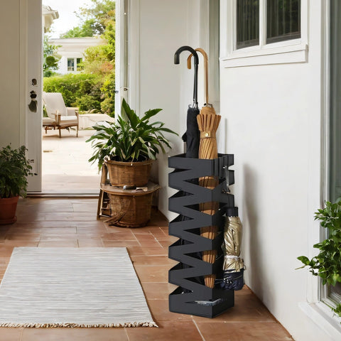 Rootz Iron Umbrella Stand - Screen Stand - Metal Holder - Stylish Decor - 15.5cm x 15.5cm x 49cm