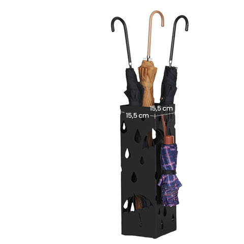 Rootz Metal Umbrella Stand - Iron Umbrella Holder - Square Stand - Adds Stylish Decor - 15.5 x 15.5 x 49 cm