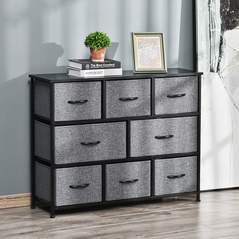 Rootz Chest of Drawers - Cabinet Storage - Fabric Organizer - Foldable Design - 100 x 30 x 78.5 cm - Grey