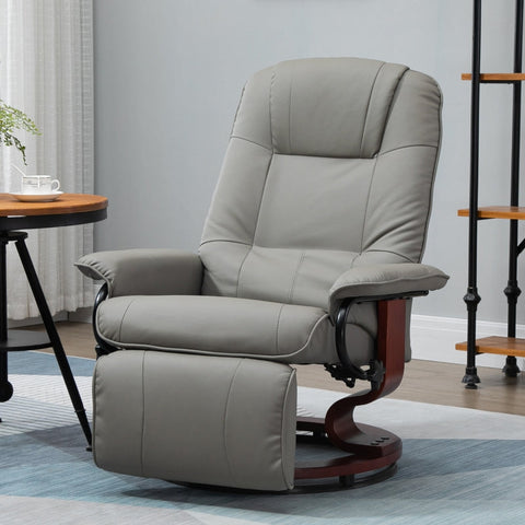 Rootz Swivel Recliner Chair - TV Chair - Manual Footrest - Faux Leather - 78cm x 87cm x 100cm
