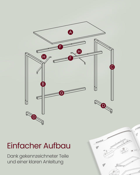 Rootz Modern Desk - Writing Table - Study Table - Chipboard and Steel - 60cm x 120cm x 76cm