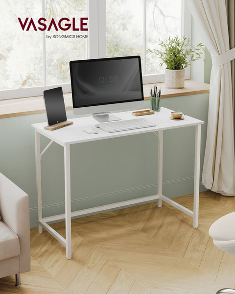Rootz Maple White Desk - Study Table - Writing Desk - Chipboard and Steel Construction - Spacious Surface - Easy Assembly - 50cm x 100cm x 76cm