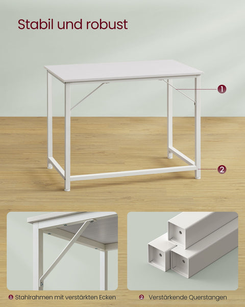 Rootz Maple White Desk - Study Table - Writing Desk - Chipboard and Steel Construction - Spacious Surface - Easy Assembly - 50cm x 100cm x 76cm