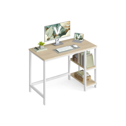 Rootz Office Desk - Work Table - Study Desk - Durable Chipboard & Steel - 100cm x 50cm x 76cm - Brown- White