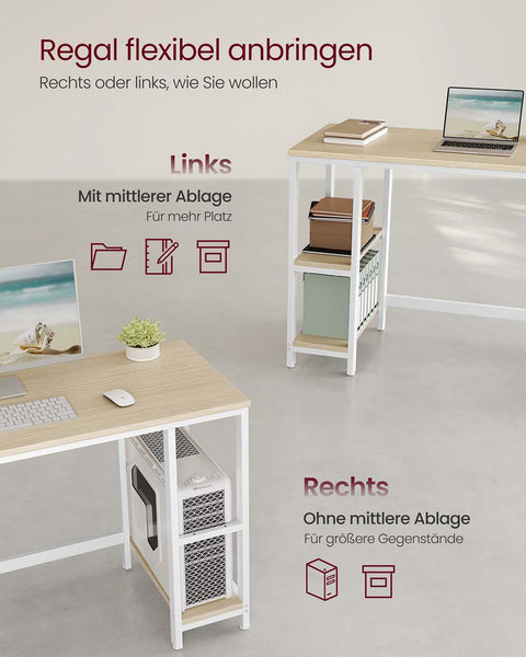 Rootz Office Desk - Work Table - Study Desk - Durable Chipboard & Steel - 100cm x 50cm x 76cm - Brown- White