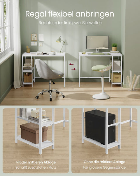 Rootz Maple White Desk - Writing Table - Study Desk - Chipboard & Steel - 50cm x 100cm x 76cm