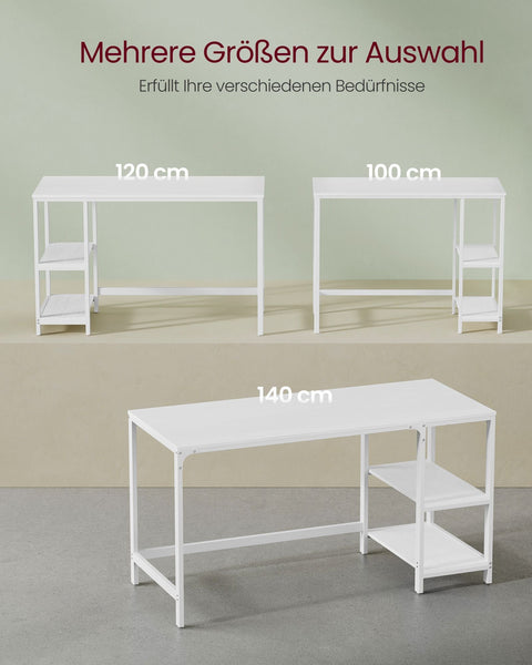 Rootz Maple White Desk - Writing Table - Study Desk - Chipboard & Steel - 50cm x 100cm x 76cm