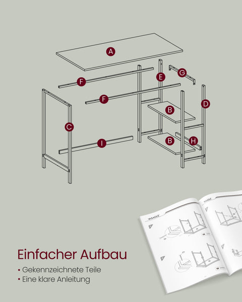 Rootz Maple White Desk - Chipboard Study Table - Steel Frame - Spacious - 50cm x 100cm x 76cm