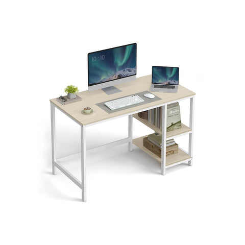 Rootz Wooden Desk with 2 Shelves - Office Table - Workstation - Space-saving - 60cm x 120cm x 76cm