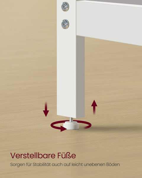 Rootz Maple White Desk - Writing Table - Study Desk - Chipboard and Steel Construction - Spacious Work Surface - Easy Assembly - 60cm x 120cm x 76cm