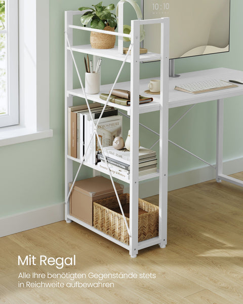 Rootz Maple White Desk - Writing Table - Study Workstation - Chipboard Steel - 56cm x 120cm x 120cm - 20kg - 50kg Max Load