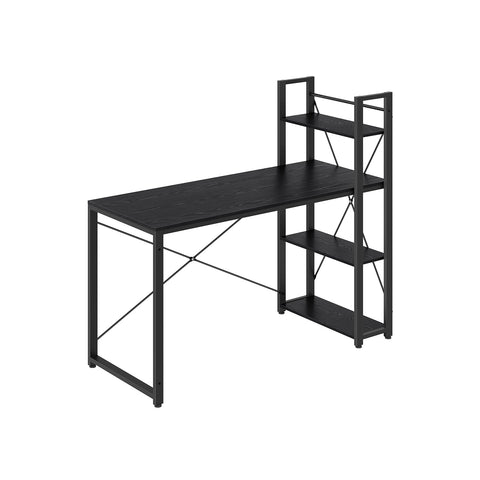 Rootz Ebony Zwart Bureau - Studietafel - Schrijfbureau - Spaanplaat en staal - Groot oppervlak - Eenvoudige montage - Stevige constructie - 56 cm x 137 cm x 120 cm