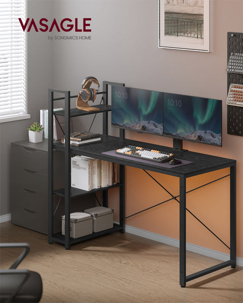 Rootz Ebony Zwart Bureau - Studietafel - Schrijfbureau - Spaanplaat en staal - Groot oppervlak - Eenvoudige montage - Stevige constructie - 56 cm x 137 cm x 120 cm