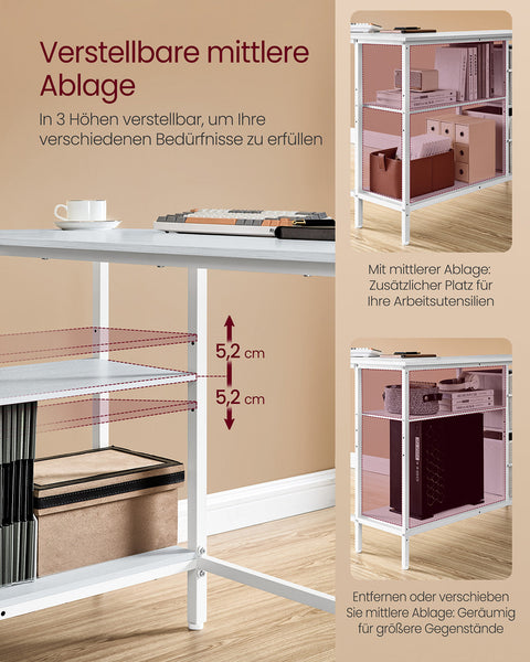 Rootz L-Shaped Desk - Workstation - Office Table - Space-saving Design -  White - 105cm x 135cm x 89.5cm