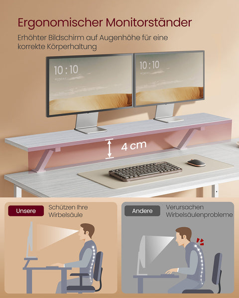 Rootz L-Shaped Desk - Workstation - Office Table - Space-saving Design -  White - 105cm x 135cm x 89.5cm