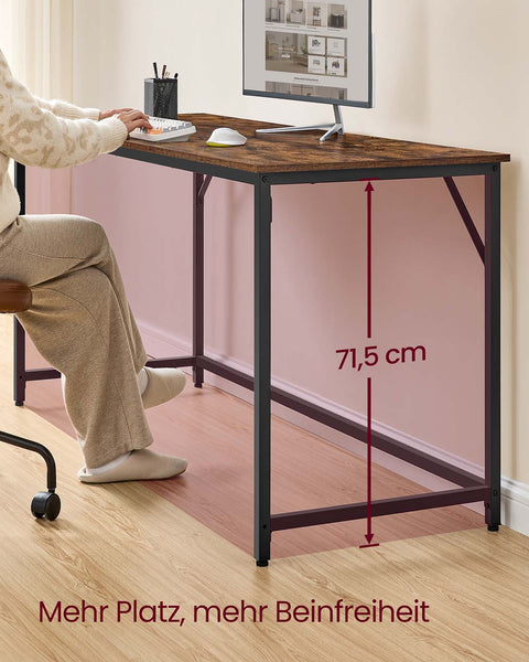 Rootz Rustic Desk - Brown Black - Wooden Chipboard - Steel - Durable and Stylish - 60cm x 160cm x 76cm