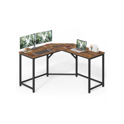 Rootz Computer Desk - Writing Desk - Office Table - Rustic Design - Durable Wooden Chipboard - Steel Frame - 129cm x 129cm x 76cm