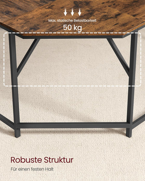 Rootz Computer Desk - Writing Desk - Office Table - Rustic Design - Durable Wooden Chipboard - Steel Frame - 129cm x 129cm x 76cm