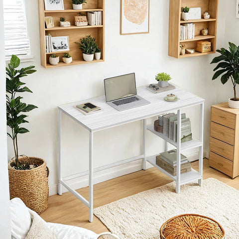Rootz Computer Desk - Workstation - Office Table - Durable Wood & Steel - 50.1cm x 100.1cm x 76.1cm - White