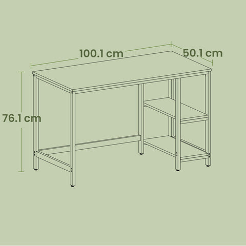 Rootz Computer Desk - Workstation - Office Table - Durable Wood & Steel - 50.1cm x 100.1cm x 76.1cm - White