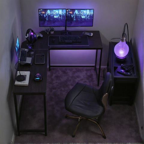 Rootz L-Shaped Desk Gaming Table - Corner Desk - Workstation - Space-Saving Design - 149.1cm x 149.1cm x 76.1cm