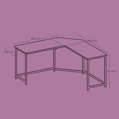 Rootz L-Shaped Desk Gaming Table - Corner Desk - Workstation - Space-Saving Design - 149.1cm x 149.1cm x 76.1cm