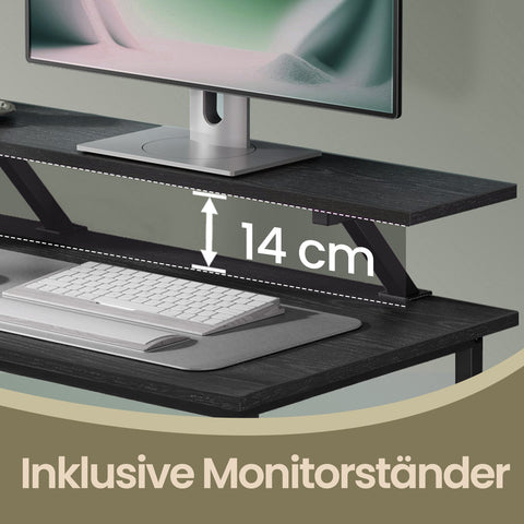 Rootz L-Shaped Office Desk - Corner Desk - Ergonomic Table - Space-Saving Design - 120cm x 150cm x 76cm - Black