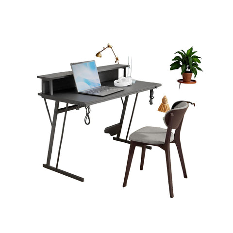 Rootz Dining Table - Modern Table - Rectangular Desk - Sturdy 100 kg Capacity - Black - 60cm x 120cm x 76cm