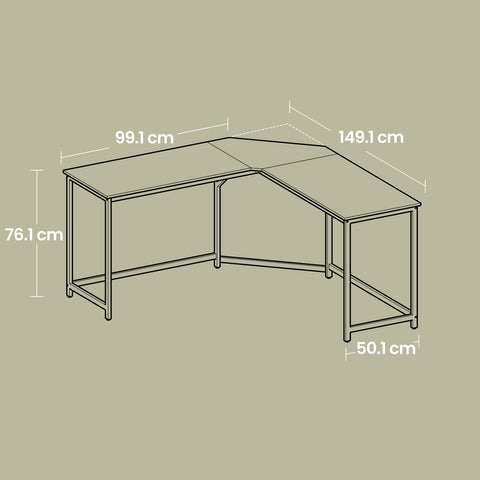 Rootz L-Shaped Desk - Gaming Table - Corner Desk - Space-Saving Design - 149cm x 149cm x 75cm