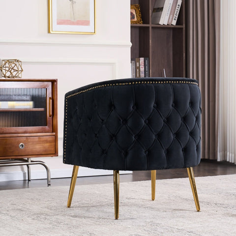 Rootz Black Metal Leg Chair - Armchair - Lounge Chair - High Density Foam - 65.27L x 64.77W x 73.66H cm
