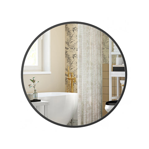 Rootz Round Mirror - Vanity Mirror - Makeup Mirror - Aluminum Alloy - Glass - MDF - Lightweight - Durable - Portable - 40.7cm x 3.6cm x 40.7cm