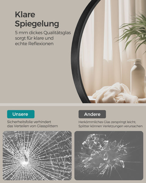 Rootz Round Mirror - Vanity Mirror - Makeup Mirror - Aluminum Alloy - Glass - MDF - Lightweight - Durable - Portable - 40.7cm x 3.6cm x 40.7cm